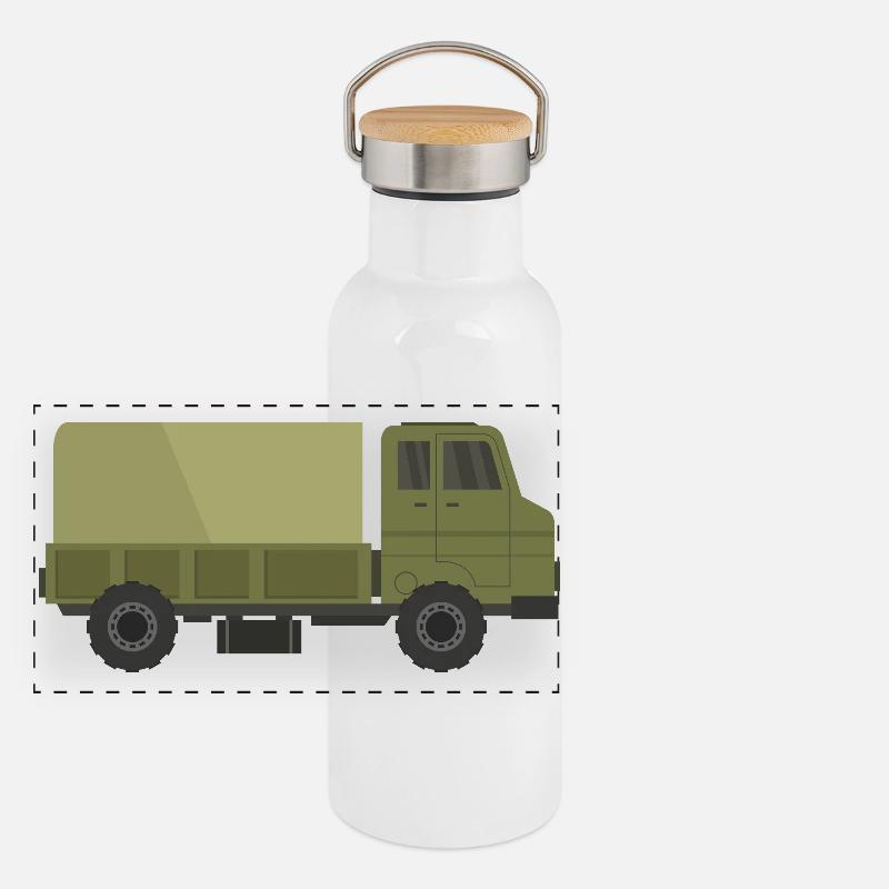 Camion militaire Gourde isotherme avec bouchon en bambou