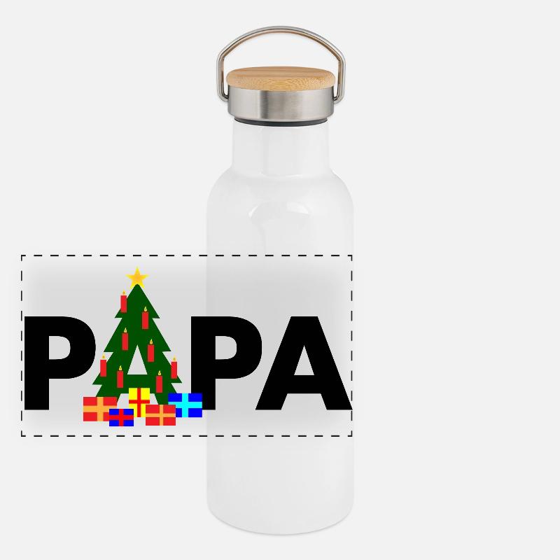 Papa Weihnachtsbaum Panorama Thermosflasche mit Bambusdeckel