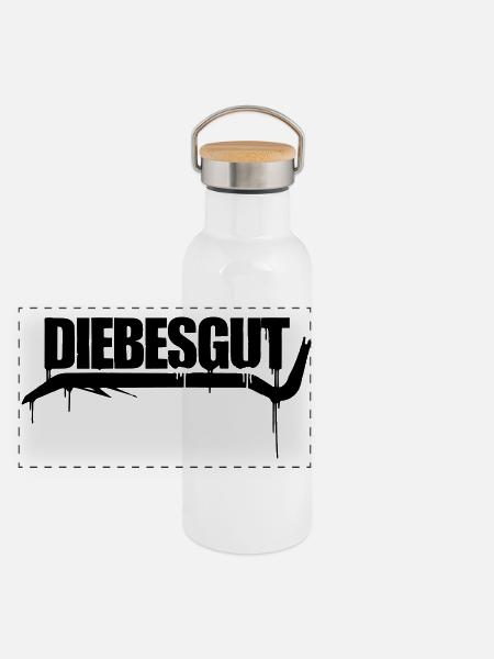 GRAFFITI  - Panorama Thermosflasche mit Bambusdeckel - Weiß - Vorne