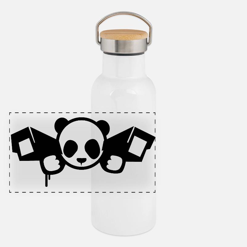 Panda de surveillance – Style graphique urbain Gourde isotherme avec bouchon en bambou