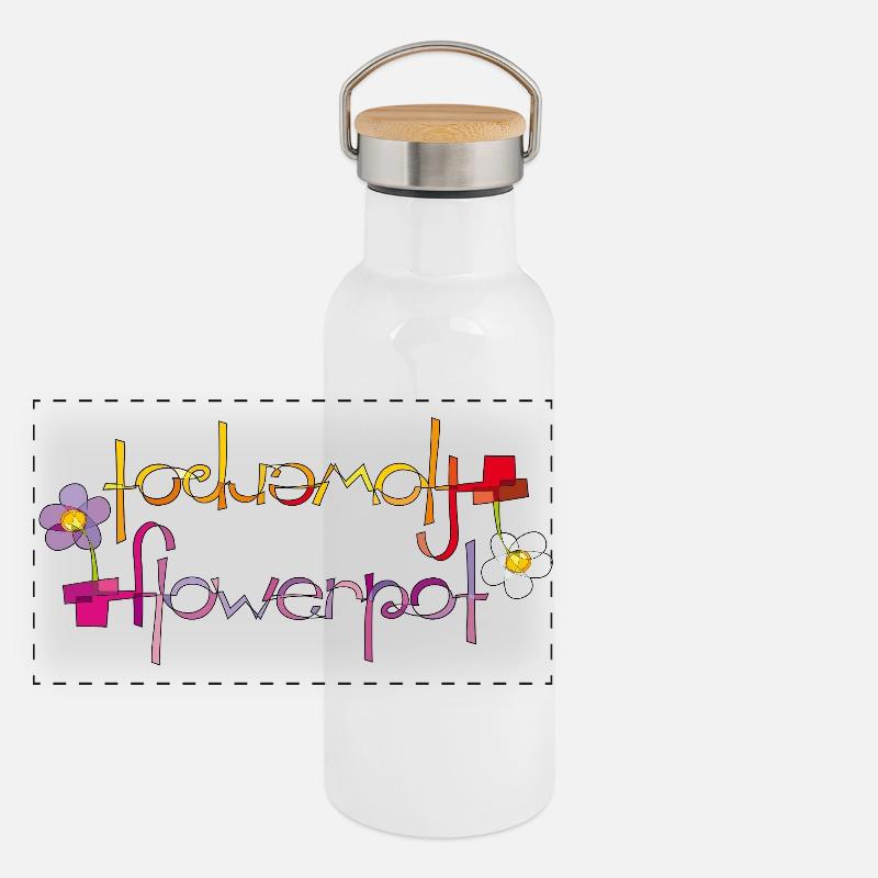 Blumentopf Panorama Thermosflasche mit Bambusdeckel