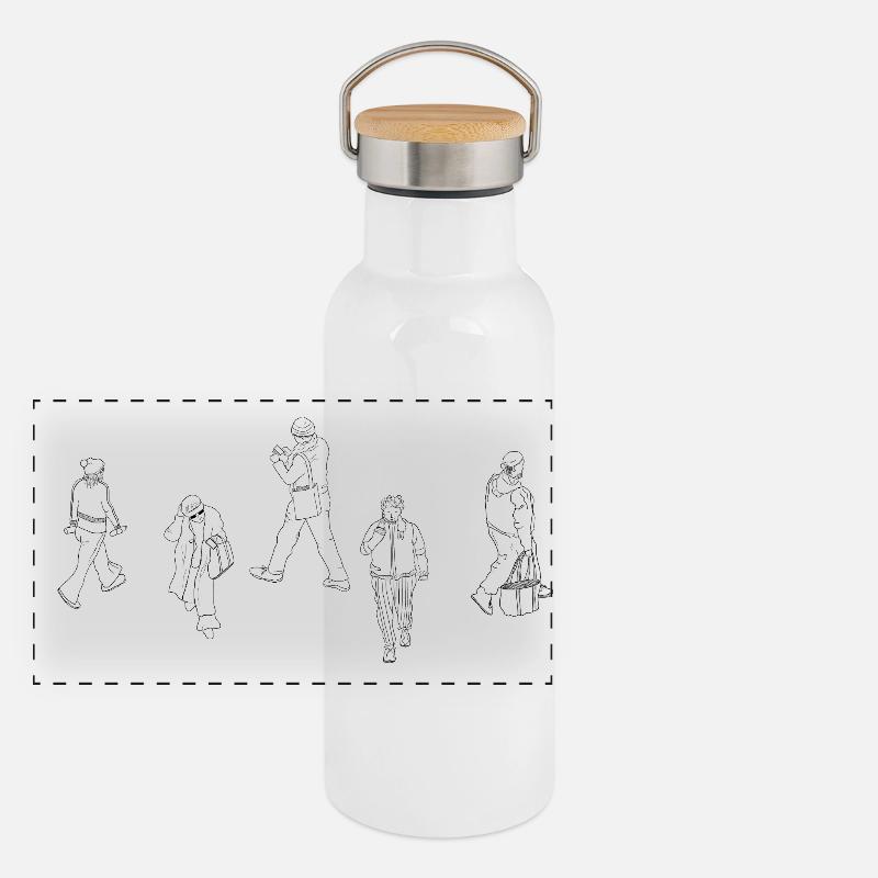 Wir sind Kunst Panorama Thermosflasche mit Bambusdeckel