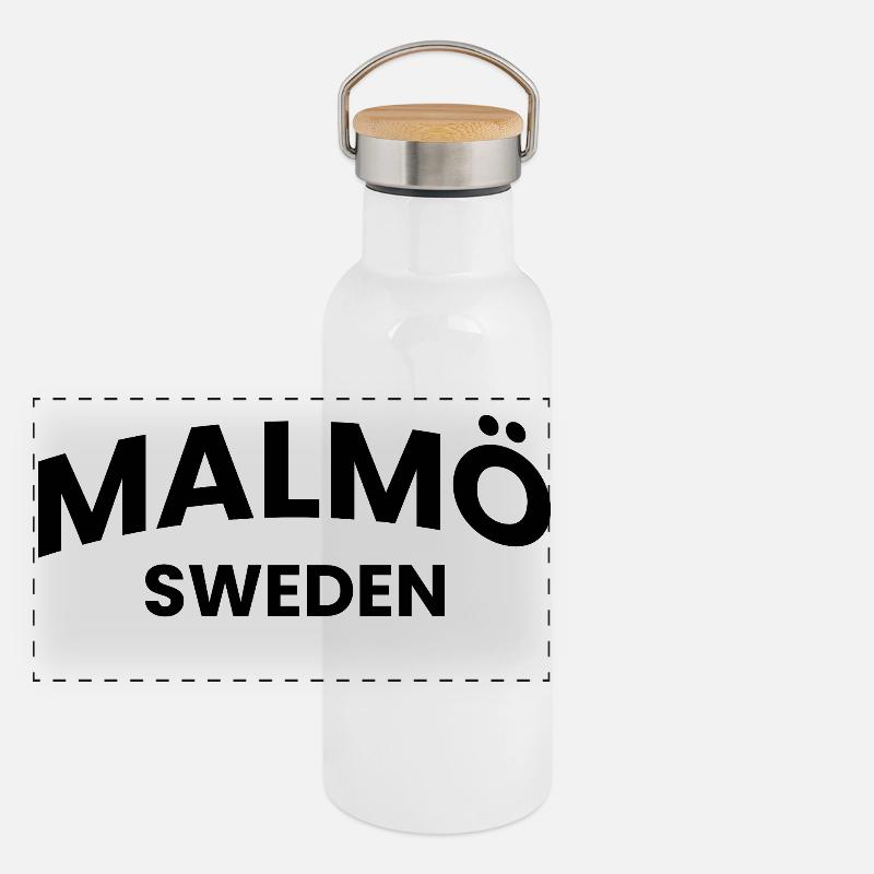Malmö Suède Gourde isotherme avec bouchon en bambou