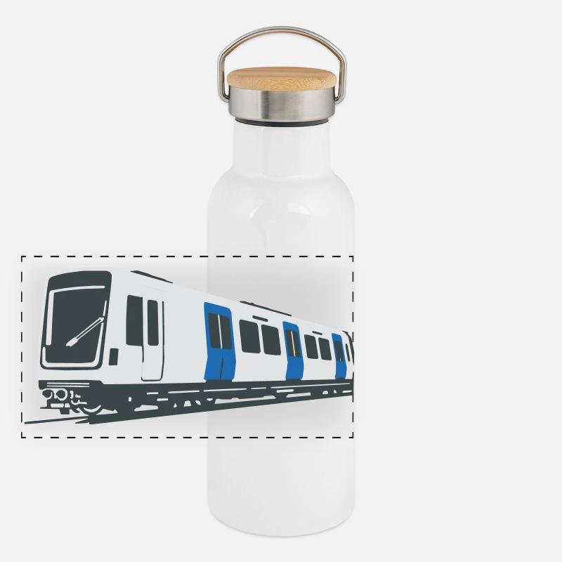 Stockholm C30 - Panorama Thermosflasche mit Bambusdeckel - Weiß