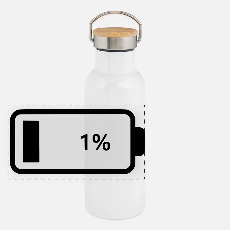 Batterie vide 1 % Gourde isotherme avec bouchon en bambou