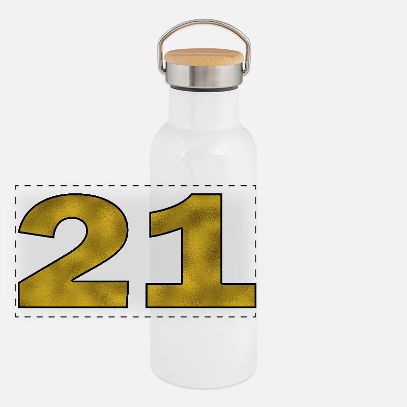 21e anniversaire d’or Gourde isotherme avec bouchon en bambou