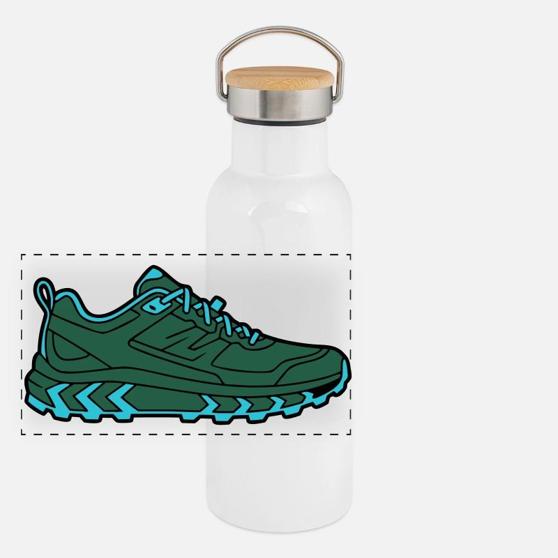 Profilstarker Trail Laufschuh Panorama Thermosflasche mit Bambusdeckel
