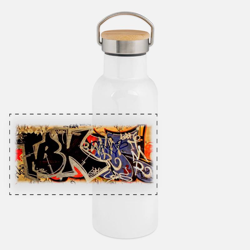 Graffiti Panorama Thermosflasche mit Bambusdeckel