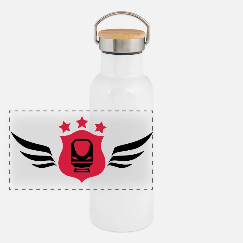 Eisenbahner / Eisenbahnen / Eisenbahn / Bahn Panorama Thermosflasche mit Bambusdeckel