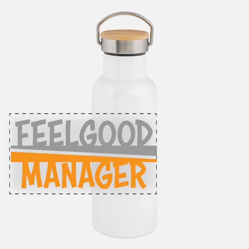 Feelgood Manager gris orange Gourde isotherme avec bouchon en bambou