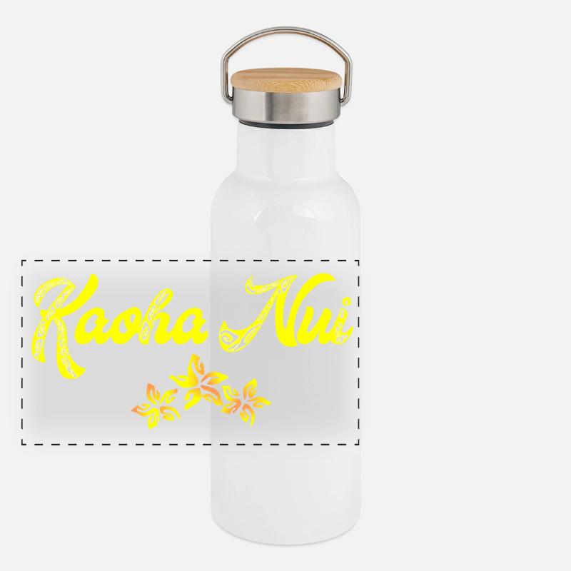 KAOHA NUI (Jaune) Gourde isotherme avec bouchon en bambou