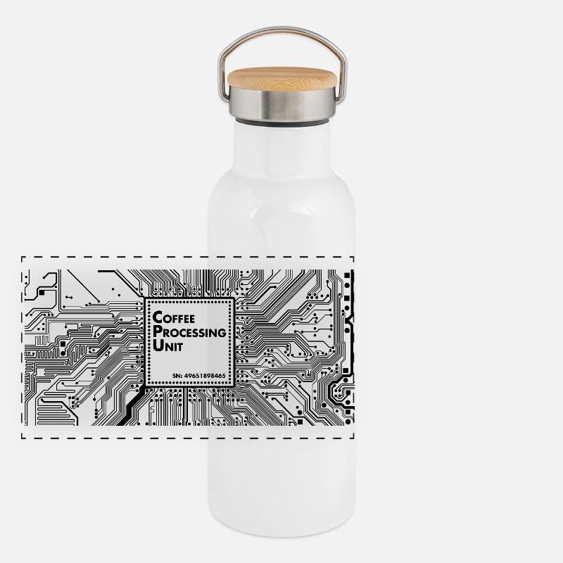 Coffee Processing Unit - Panoramic Thermal Bottle with Bamboo Lid - white