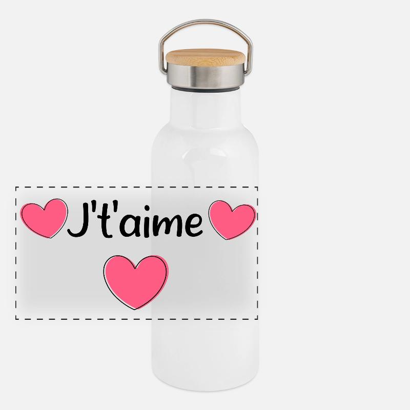 Saint-Valentin cœur rose, st.valentin Gourde isotherme avec bouchon en bambou