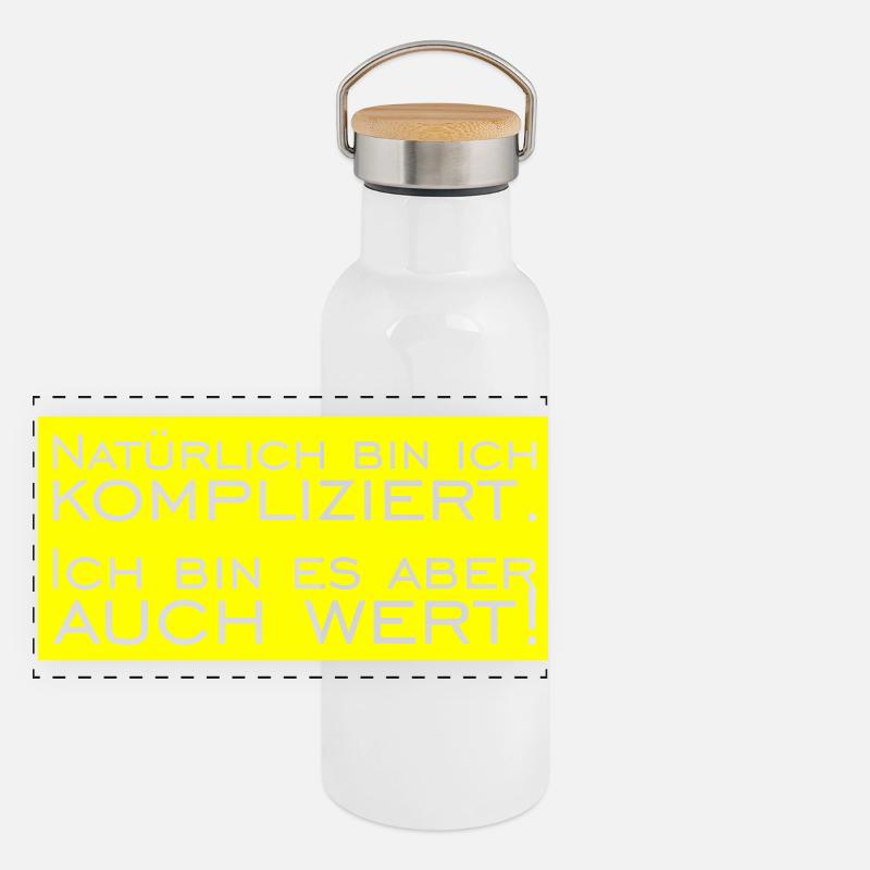 Natürlich bin ich Kompliziert Panorama Thermosflasche mit Bambusdeckel
