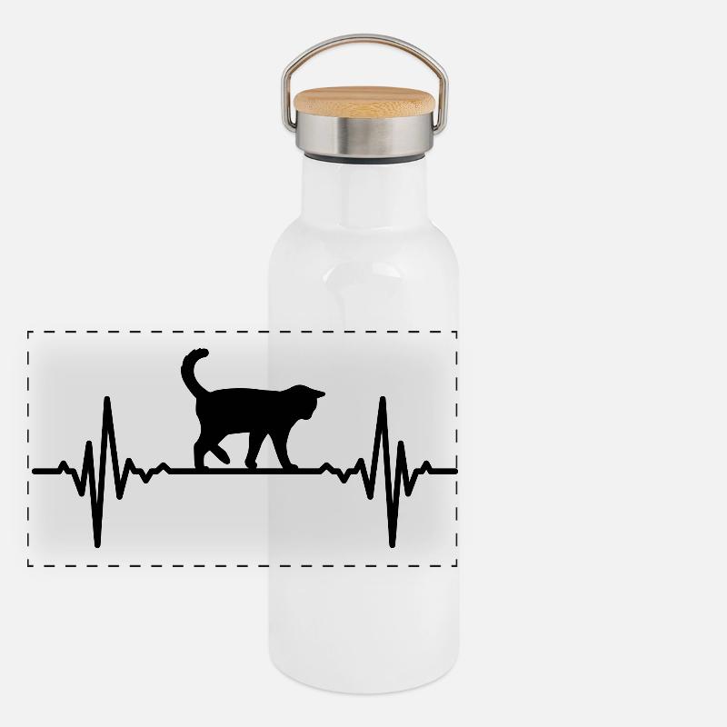 Katzen Pulsschlag Panorama Thermosflasche mit Bambusdeckel