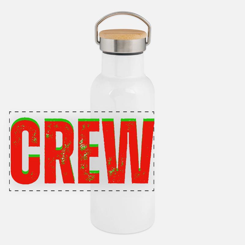 Crew rot grün Panorama Thermosflasche mit Bambusdeckel
