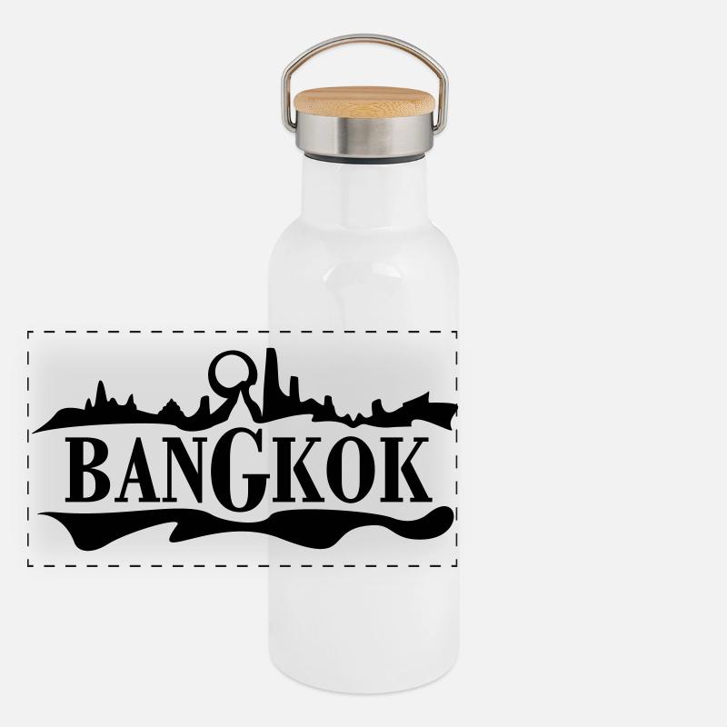 Bangkok Panorama Thermosflasche mit Bambusdeckel