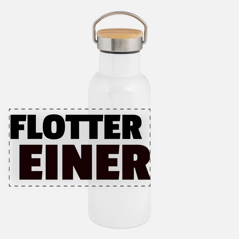 flotter einer Panorama Thermosflasche mit Bambusdeckel