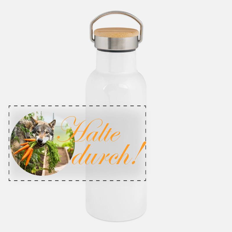 persévérant créativement son chien avec une carotte dans la gueule Gourde isotherme avec bouchon en bambou