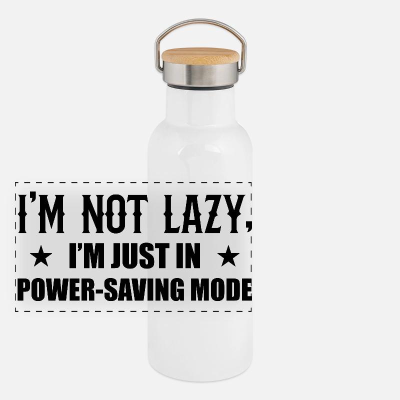 Ich bin kein fauler Sparmodus Panorama Thermosflasche mit Bambusdeckel