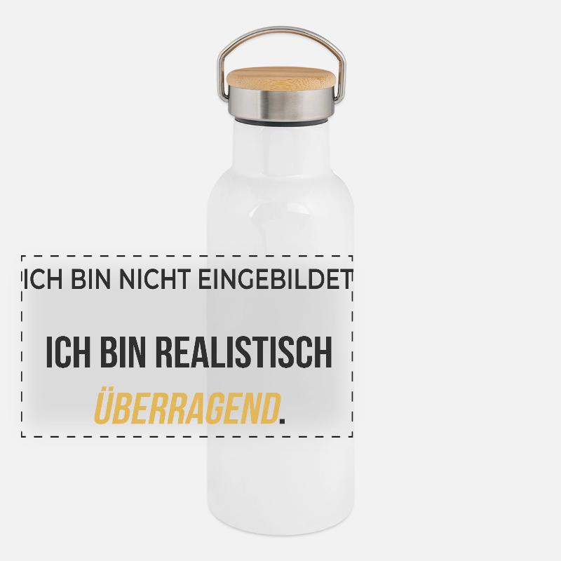 Ich bin realistisch überragend – elegant ehrlich Panorama Thermosflasche mit Bambusdeckel