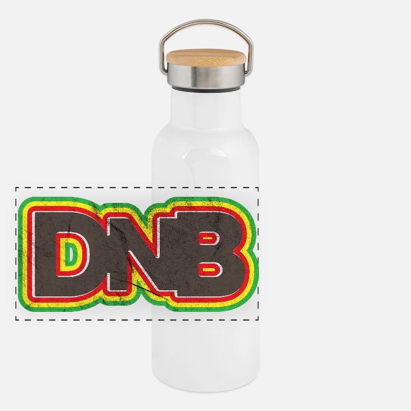 DnB Graffiti Junglist Grunge Logo Panorama Thermosflasche mit Bambusdeckel