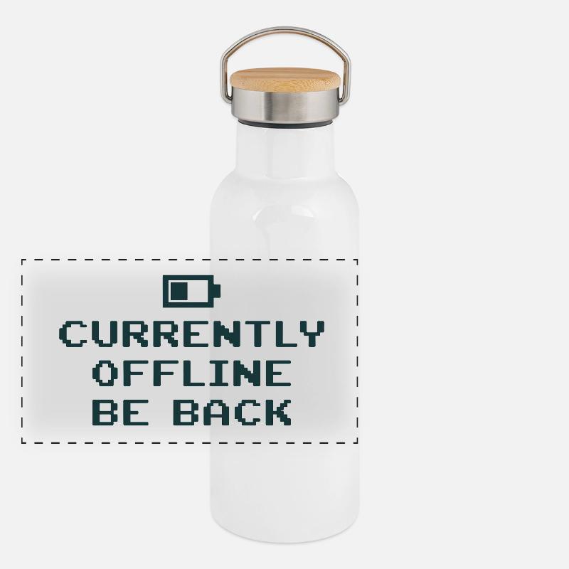 Currently Offline Be Back Battery Empty Panoramic Thermal Bottle with Bamboo Lid