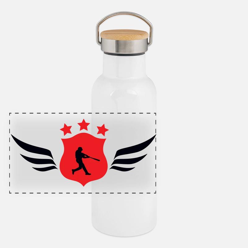 Baseball – Sport Panorama Thermosflasche mit Bambusdeckel