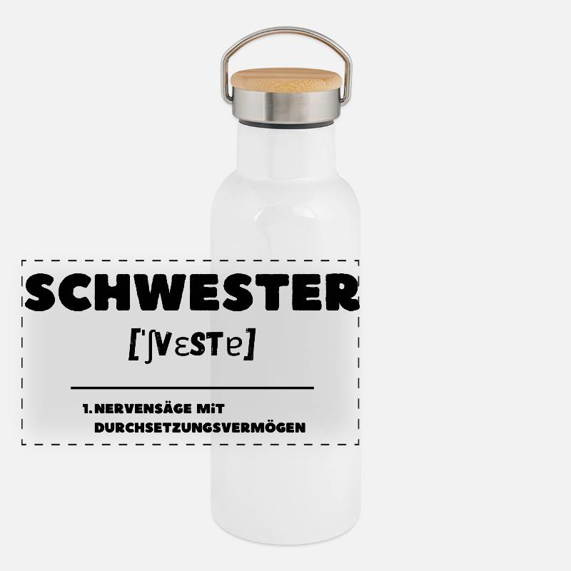 Schwester Definition Nervensäge Panorama Thermosflasche mit Bambusdeckel