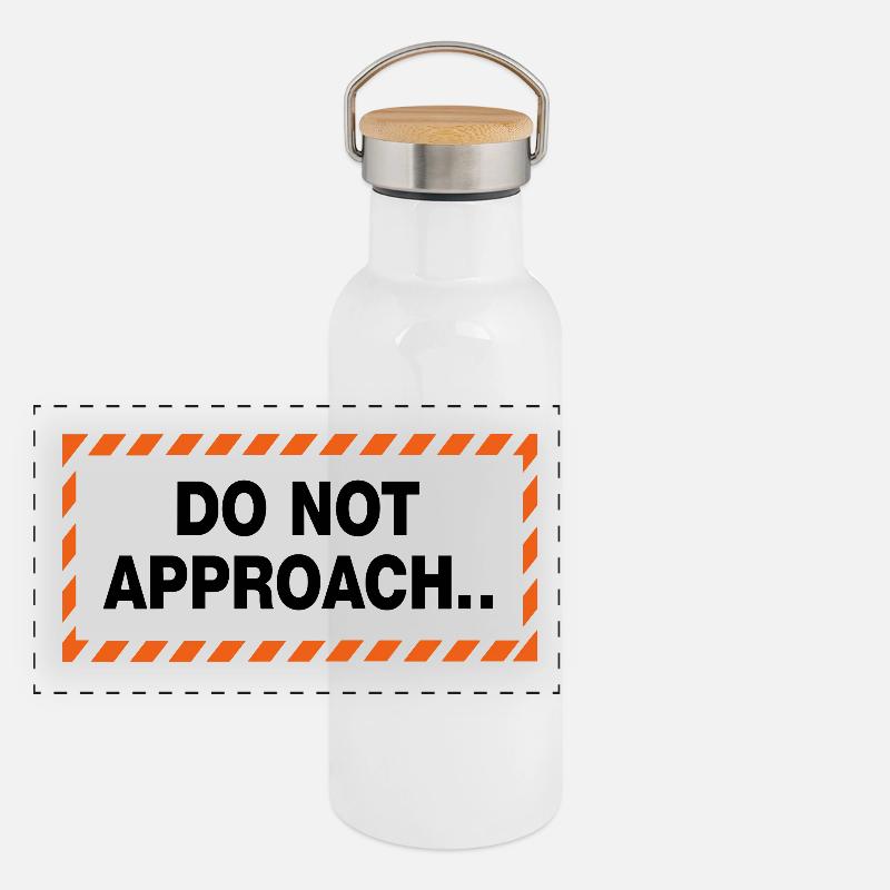 Do Not Approach Warning Distance Statement Panoramic Thermal Bottle with Bamboo Lid