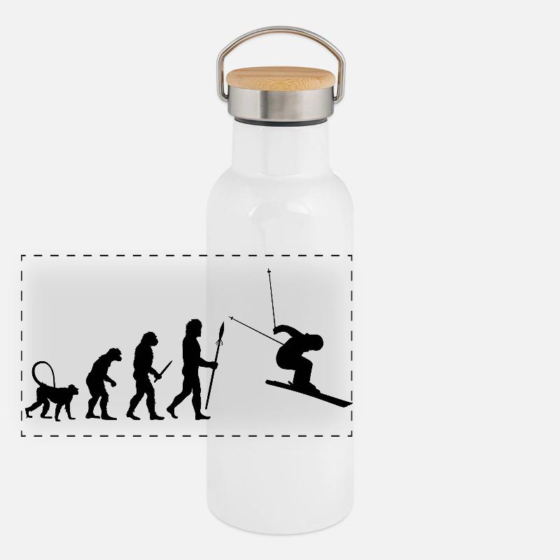 Skifahrer Evolution Panorama Thermosflasche mit Bambusdeckel