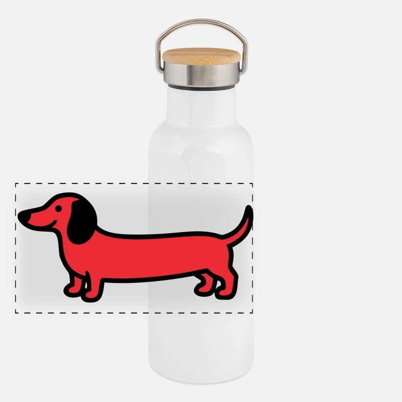 Hunting Dog Dachshund Profile Vector Panoramic Thermal Bottle with Bamboo Lid