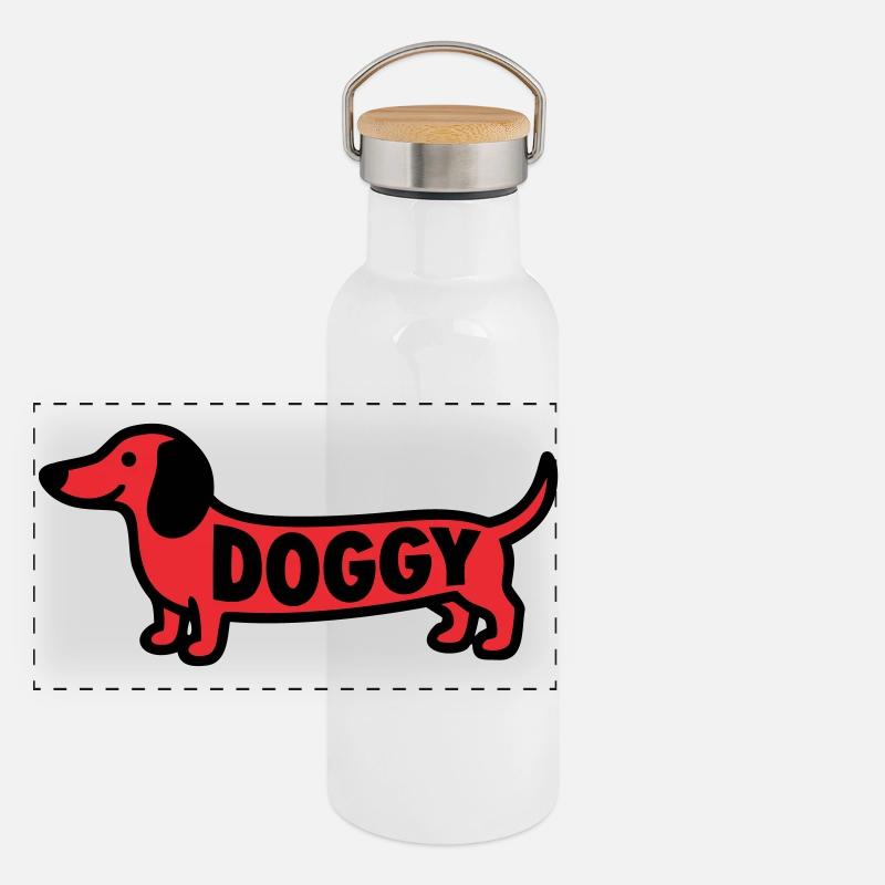 Teckel Chien Chien Dit Rouge Gourde isotherme avec bouchon en bambou