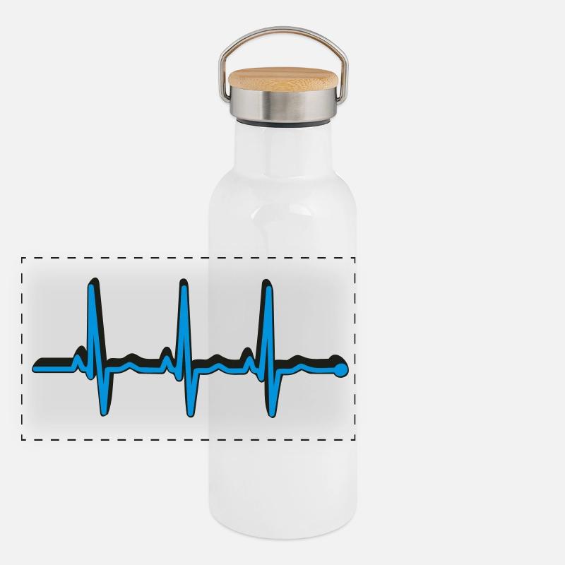 frequenz herzschlag Panorama Thermosflasche mit Bambusdeckel