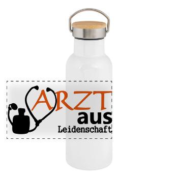 Arzt aus Leidenschaft Geschenk - Panorama Thermosflasche mit Bambusdeckel - Weiß - Vorne