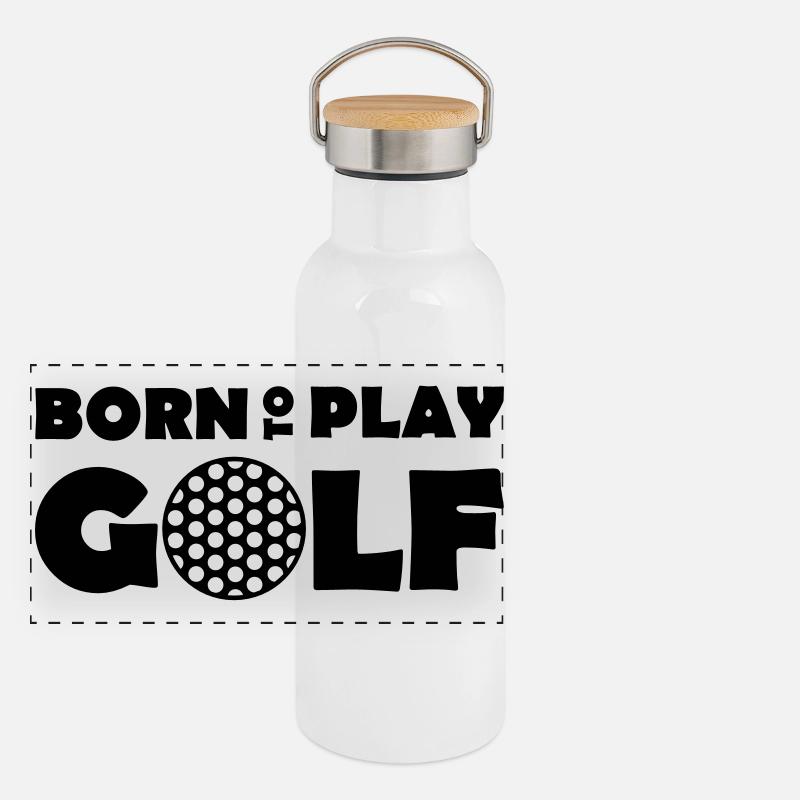 Born to play Golf Panorama Thermosflasche mit Bambusdeckel