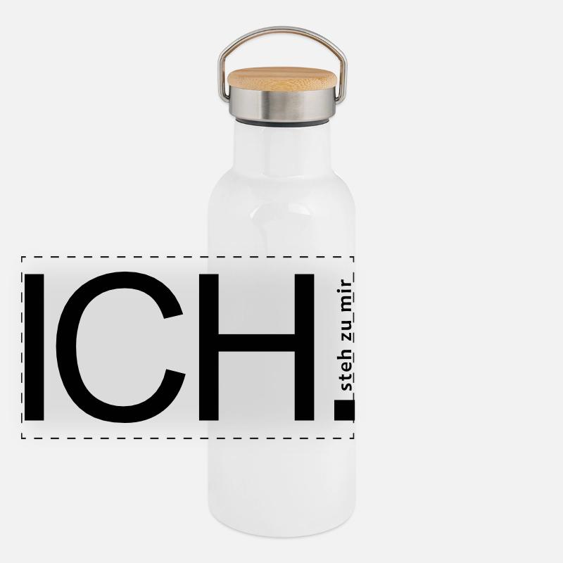 ICH steh zu mir. Panorama Thermosflasche mit Bambusdeckel