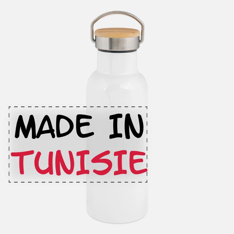 Made in Tunisie Panorama Thermosflasche mit Bambusdeckel