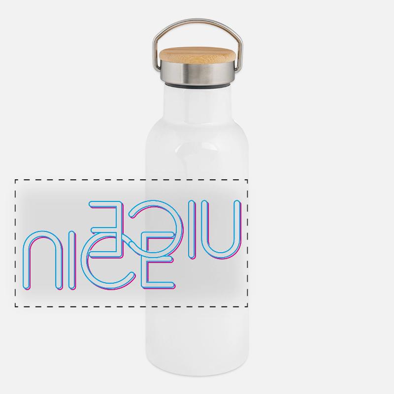 Beau lettrage Gourde isotherme avec bouchon en bambou