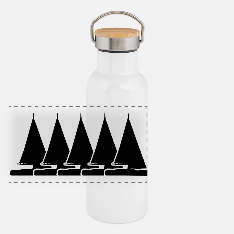 Segelboote Panorama Thermosflasche mit Bambusdeckel