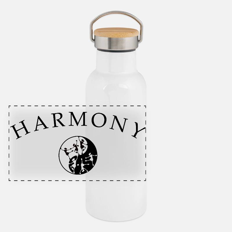 Ballet, Danse, Harmonie - Gourde isotherme avec bouchon en bambou - blanc