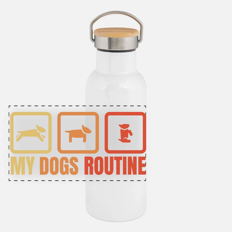 Die Routine meines Hundes Panorama Thermosflasche mit Bambusdeckel