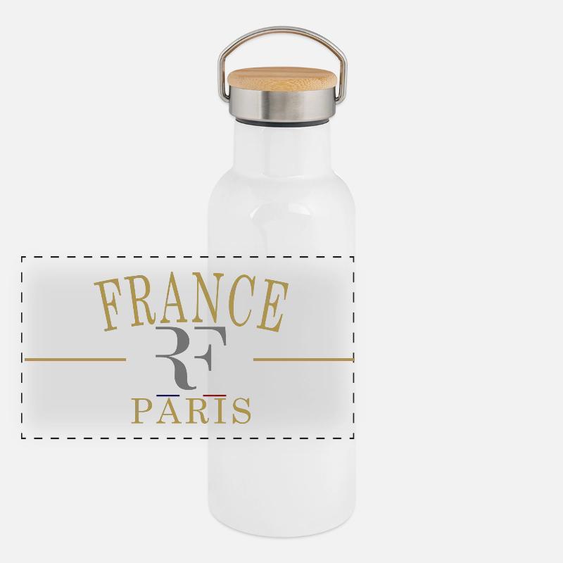 France drapeau RF Gourde isotherme avec bouchon en bambou