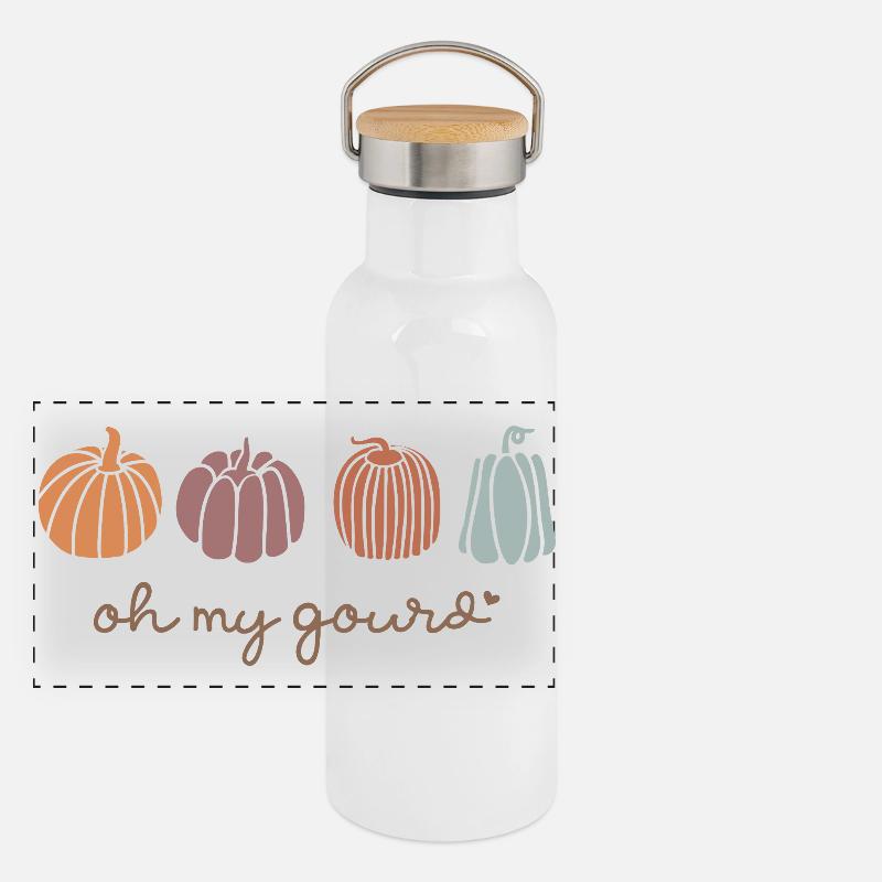 Conception de motif de citrouille pour la tenue d’automne Gourde isotherme avec bouchon en bambou