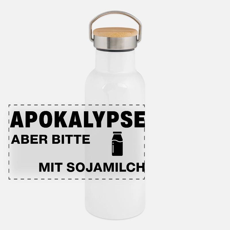 Apokalypse – aber bitte mit Sojamilch Panorama Thermosflasche mit Bambusdeckel