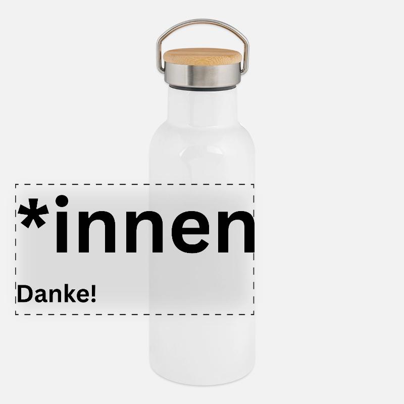 Pro Gendern Panorama Thermosflasche mit Bambusdeckel