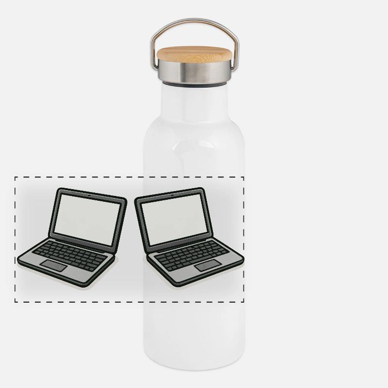 Doppel-Laptop  Panorama Thermosflasche mit Bambusdeckel
