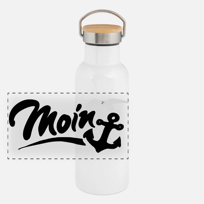 Hello - Panoramic Thermal Bottle with Bamboo Lid - white