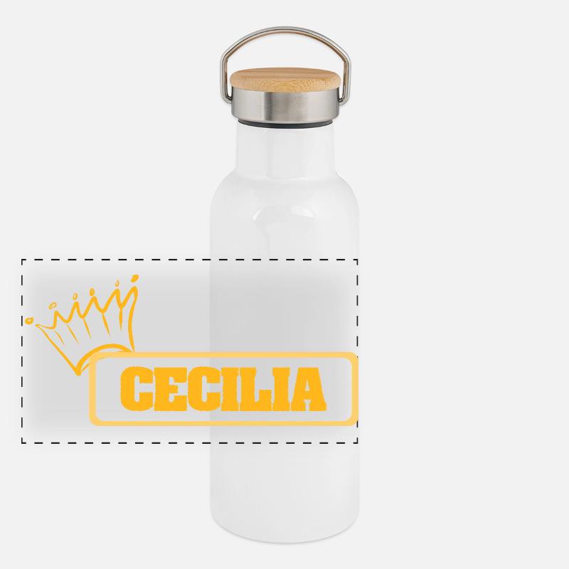 Cecilia comme nom Gourde isotherme avec bouchon en bambou