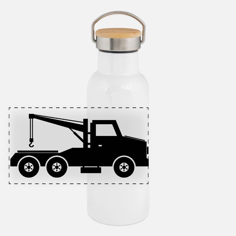 Abschleppwagen Panorama Thermosflasche mit Bambusdeckel